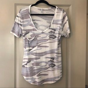 Z Supply White Camo V-Neck Tee